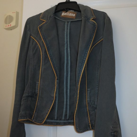 Galliano Fitted Belted Denim Jacket - Picture 2 of 10